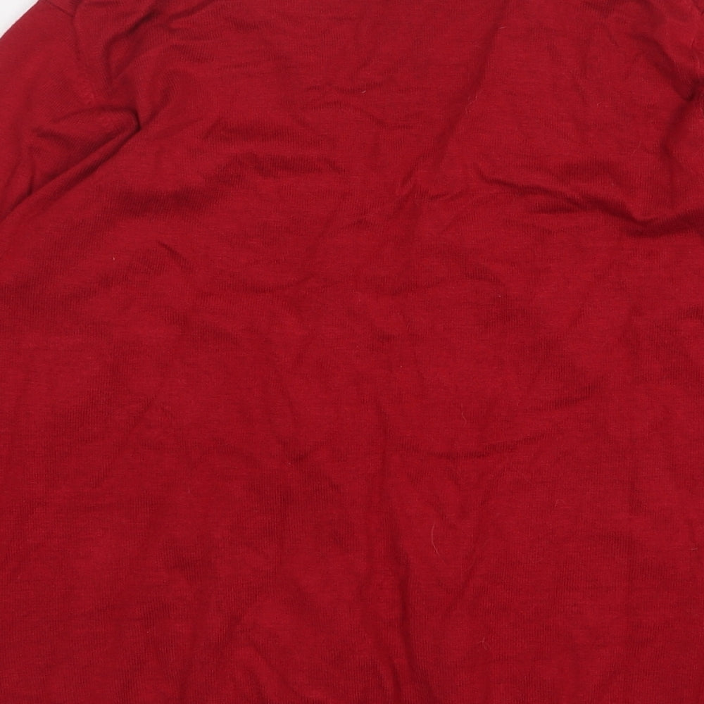 Marks & Spencer Womens Red V-Neck Viscose Pullover Jumper Size 14