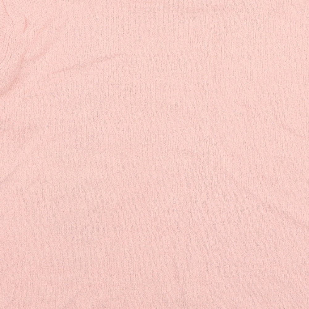 Akal Womens Pink Round Neck Floral Acrylic Pullover Jumper Size M