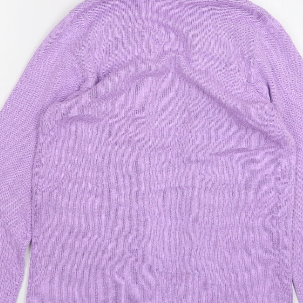 EWM Womens Pink Round Neck Striped Acrylic Pullover Jumper Size 10