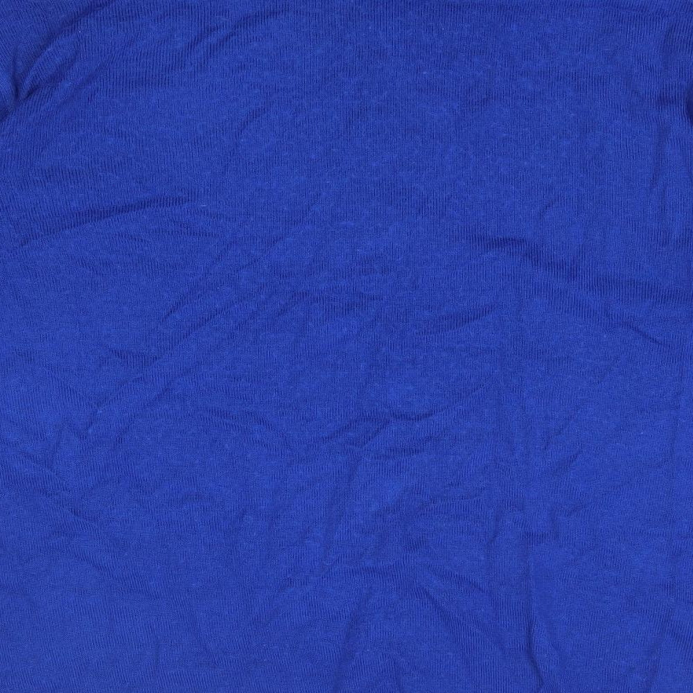 LUCIA Womens Blue Roll Neck Geometric Acrylic Henley Jumper Size L