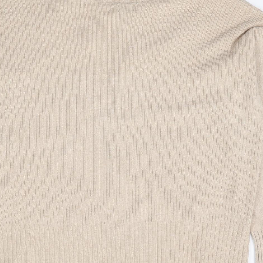 River Island Womens Beige V-Neck Viscose Pullover Jumper Size XS