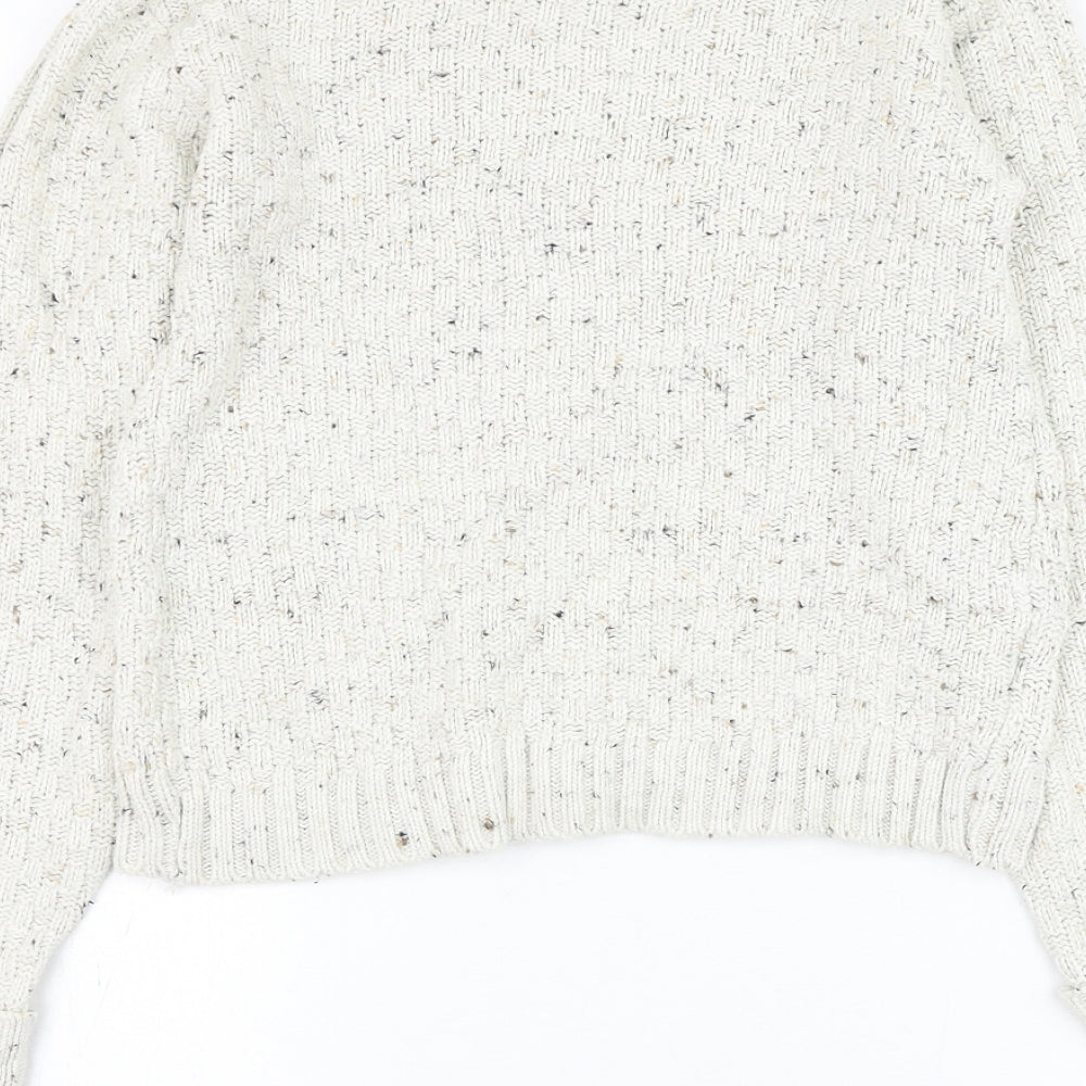 Daisy Womens Ivory Round Neck Acrylic Pullover Jumper Size S