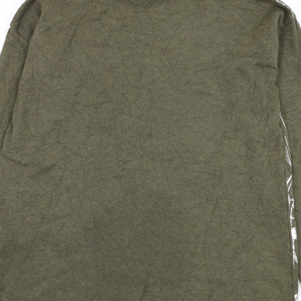 Preworn Womens Green Mock Neck Floral Viscose Pullover Jumper Size M