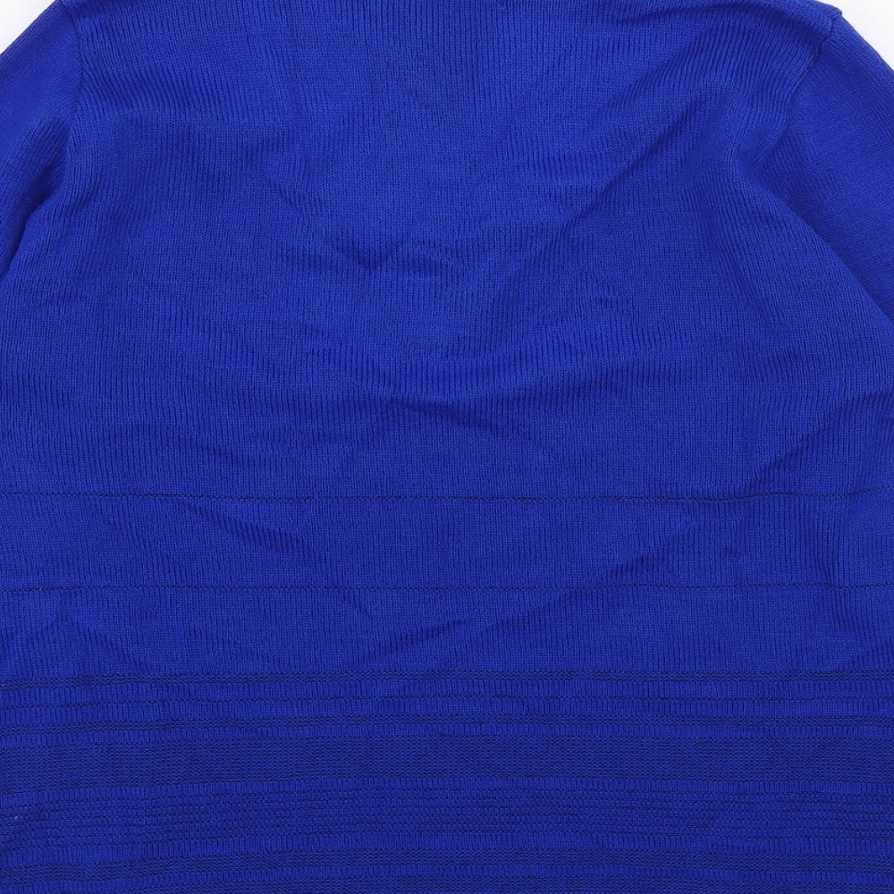 Envy Womens Blue Acrylic Basic Button-Up Size S Collared - Size S/M