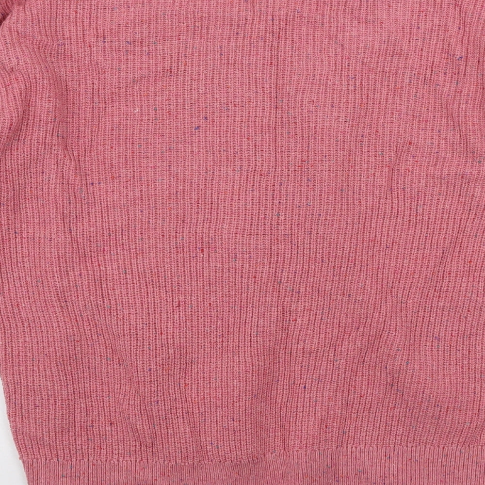 Marks & Spencer Womens Pink V-Neck Cotton Pullover Jumper Size M - Coloured flecks