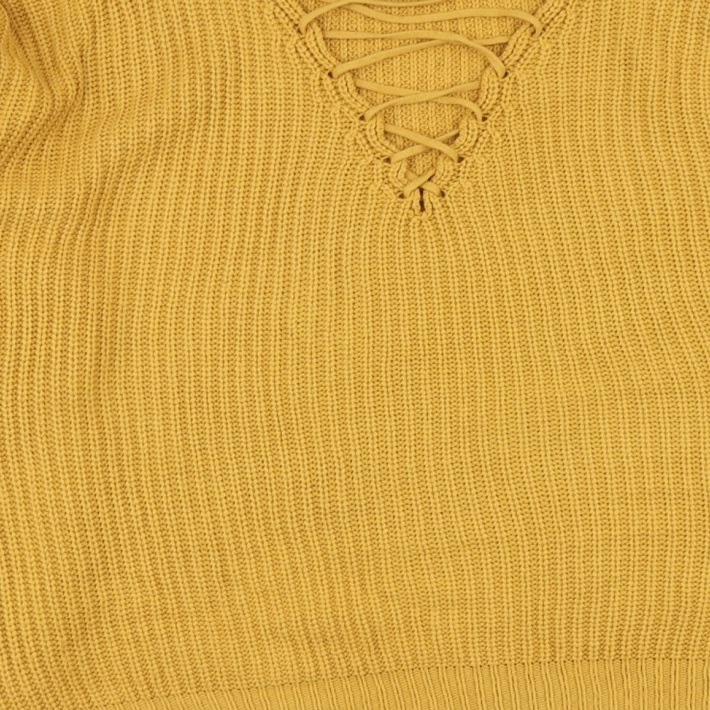 New Look Womens Yellow Round Neck Acrylic Pullover Jumper Size M