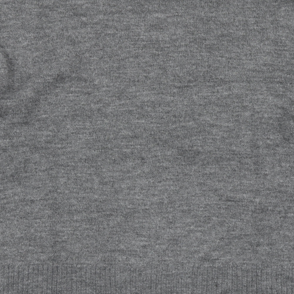 JDY Womens Grey V-Neck Acrylic Pullover Jumper Size L