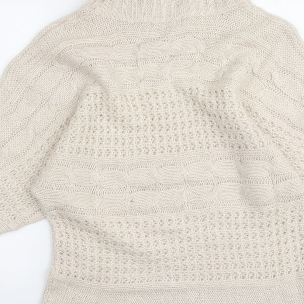 Bonmarché Womens Beige Roll Neck Acrylic Pullover Jumper Size L