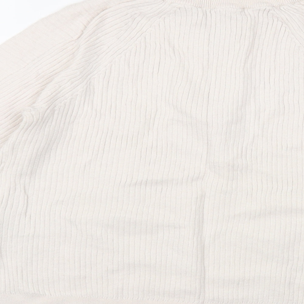 Marks & Spencer Womens Ivory High Neck Viscose Pullover Jumper Size M