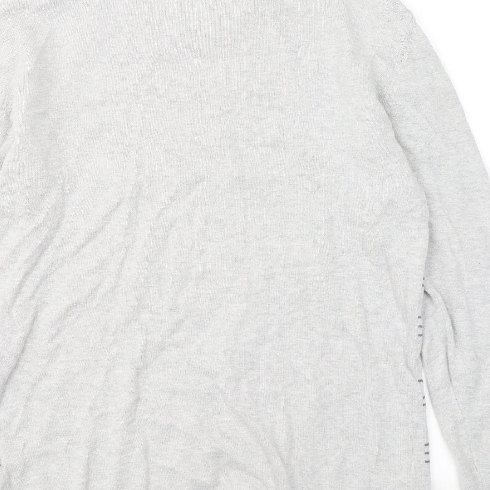 River Island Womens Grey Round Neck Geometric Cotton Pullover Jumper Size S