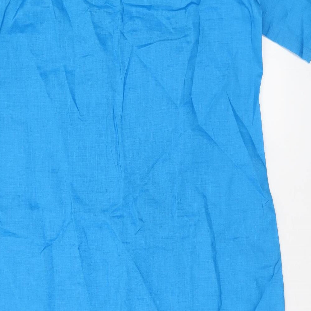 Preworn Womens Blue Check Polyester T-Shirt Dress Size XL Square Neck