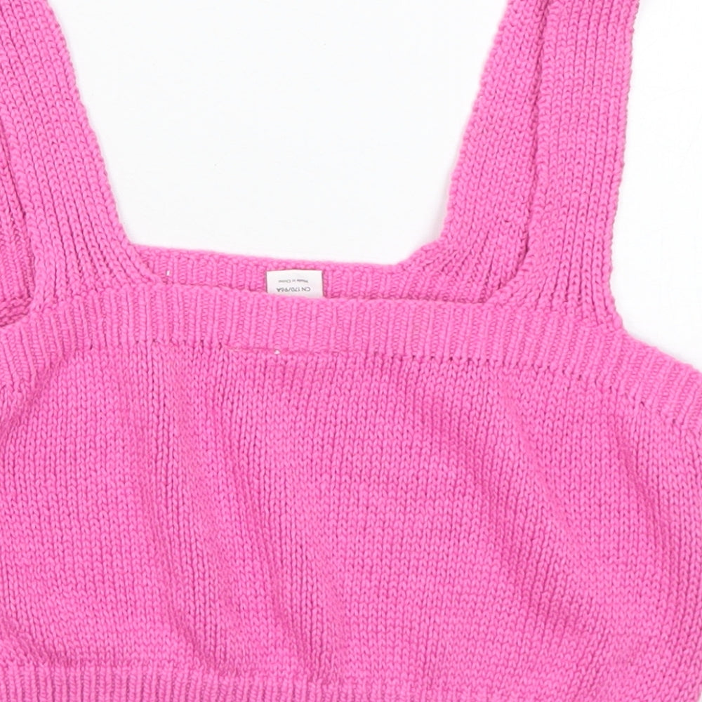 Monki Womens Pink Square Neck Acrylic Vest Jumper Size M
