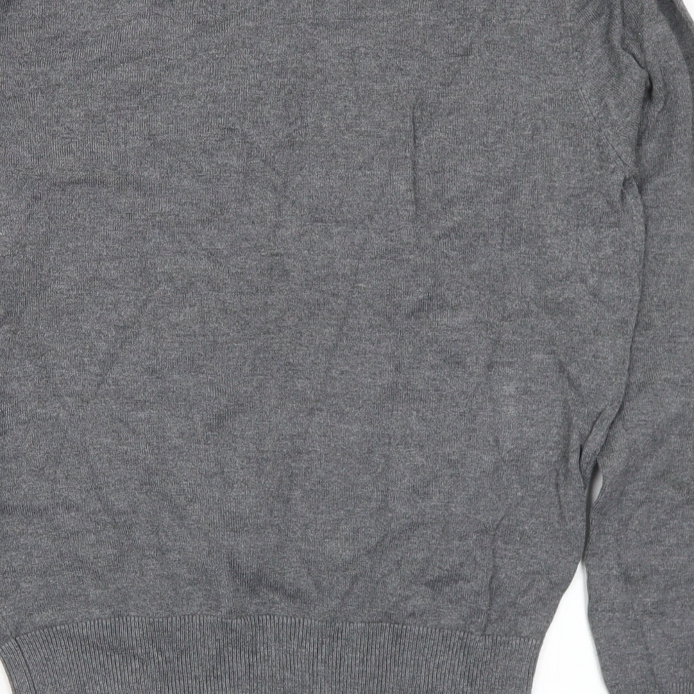 H&M Womens Grey V-Neck Viscose Pullover Jumper Size XS