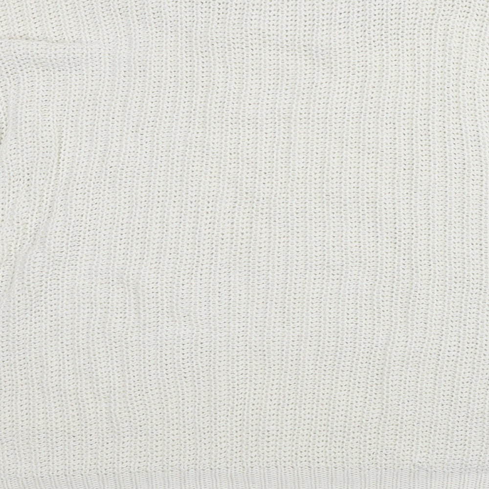 H&M Womens White Round Neck Cotton Pullover Jumper Size M