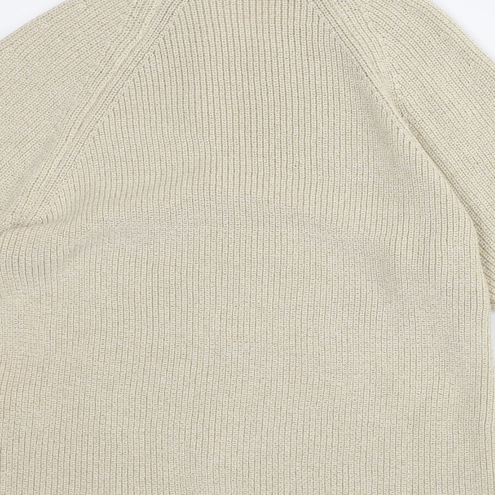 NEXT Womens Beige V-Neck Acrylic Pullover Jumper Size L