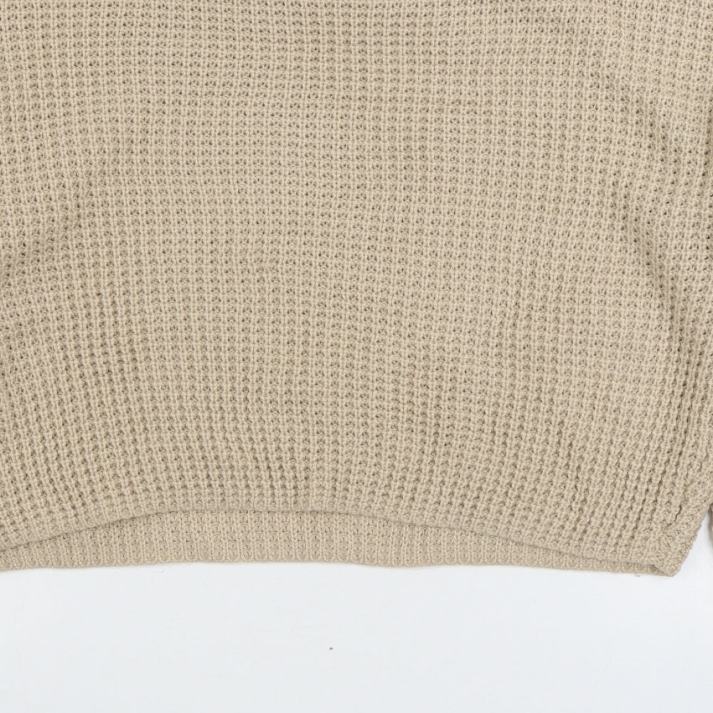 Missguided Womens Beige Boat Neck Acrylic Pullover Jumper Size 10