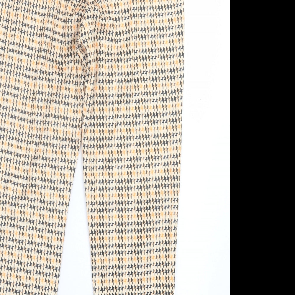 Preworn Womens Orange Houndstooth Polyester Trousers Size S L25 in Regular