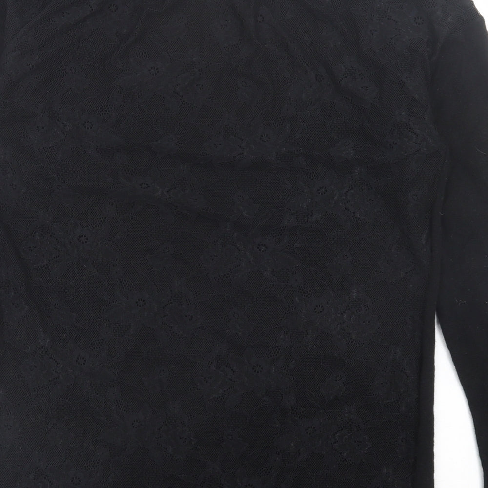 Gharani Strok Womens Black Crew Neck Polyester Pullover Jumper Size 14