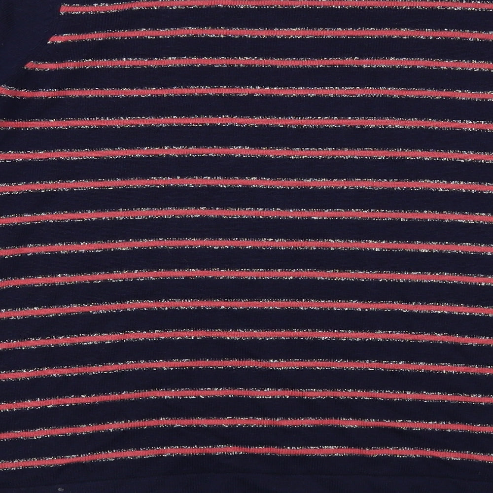 Bonmarché Womens Blue Boat Neck Striped Cotton Pullover Jumper Size 12
