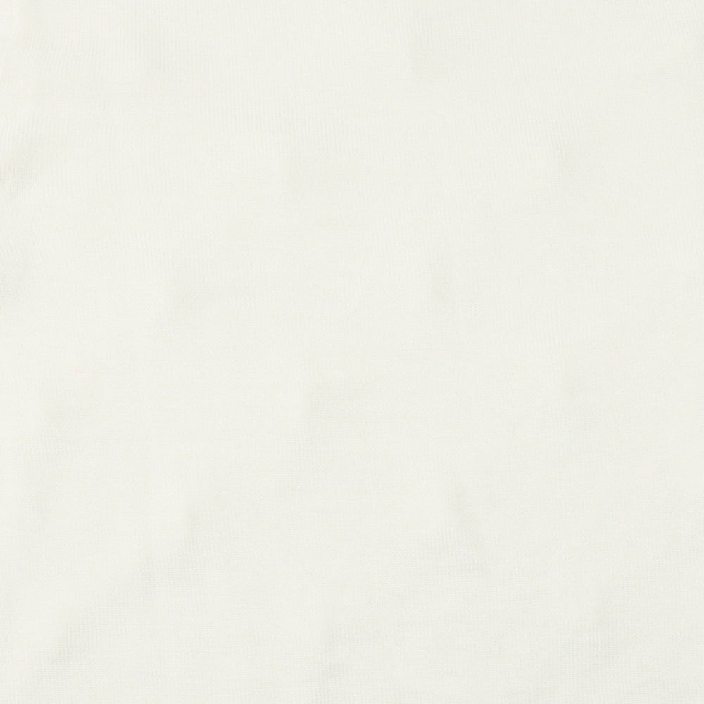 Bonmarché Womens Ivory Acrylic Basic T-Shirt Size S Scoop Neck