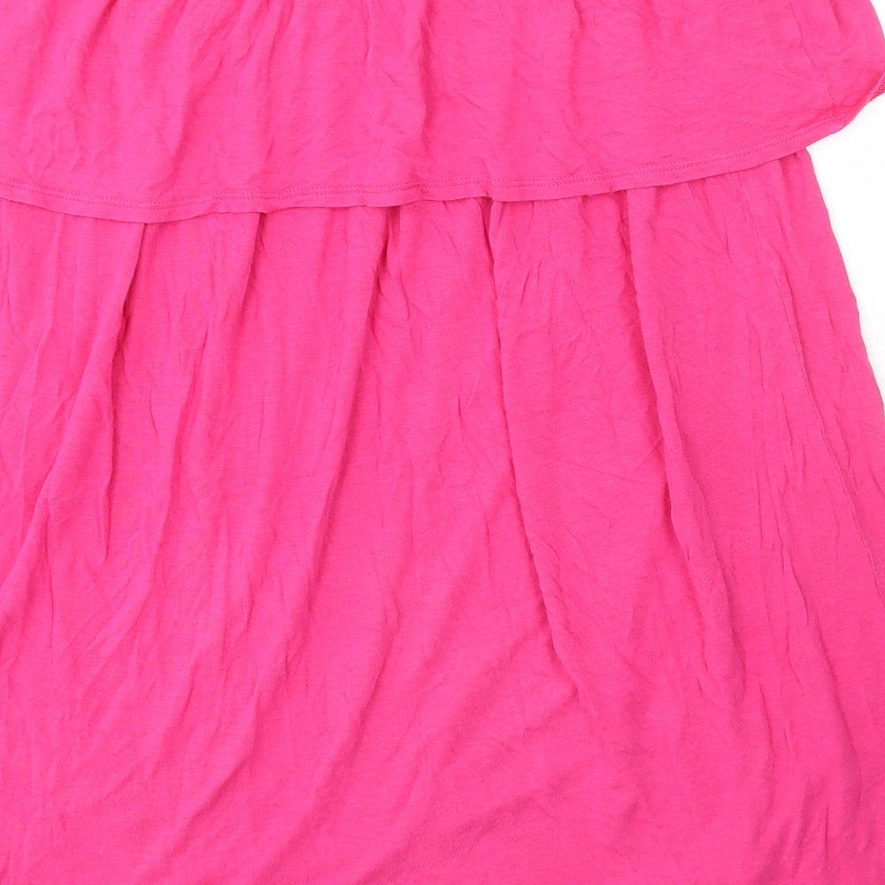 BEYOU Womens Pink Viscose Basic T-Shirt Size 16 Off the Shoulder