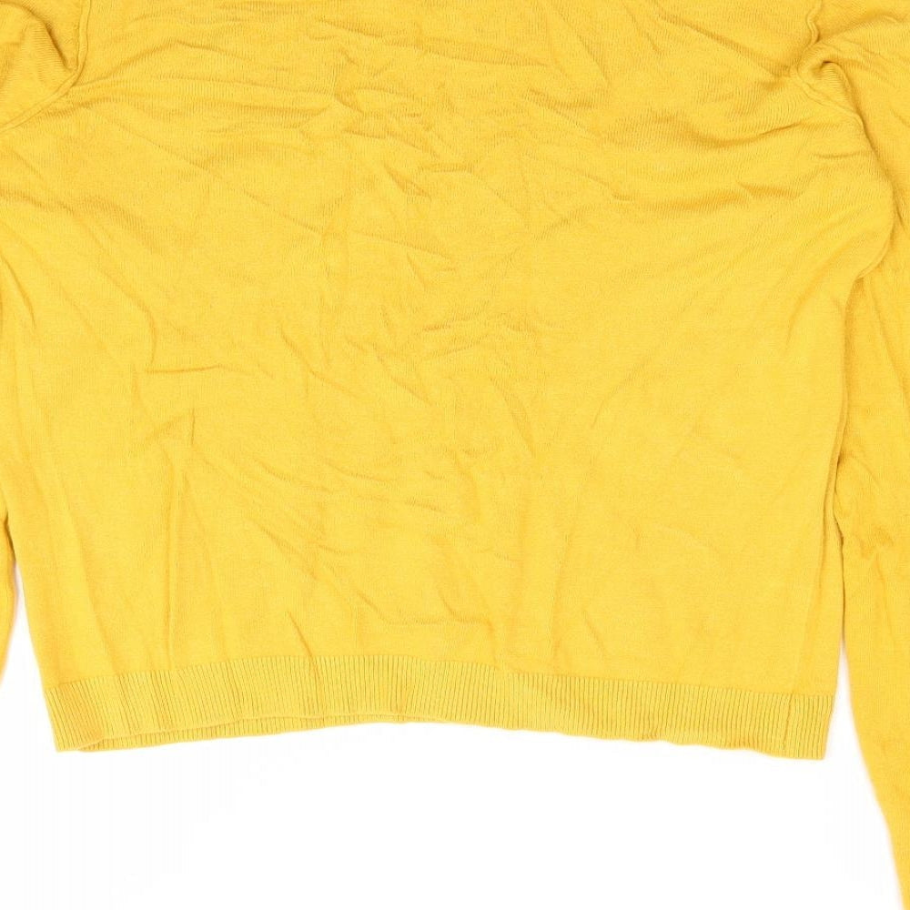 Pull & Bear Womens Yellow Round Neck Polyester Pullover Jumper Size M