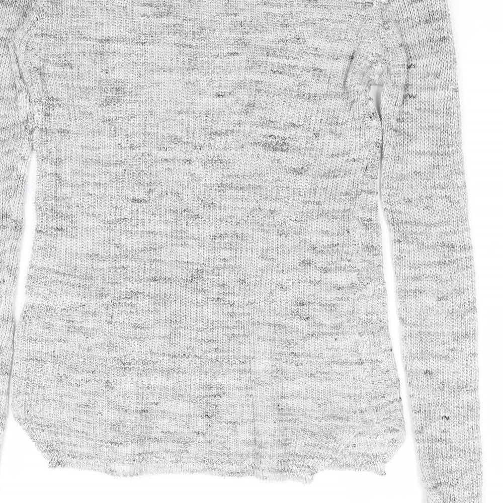 Pull & Bear Womens Grey Round Neck Polyester Pullover Jumper Size S