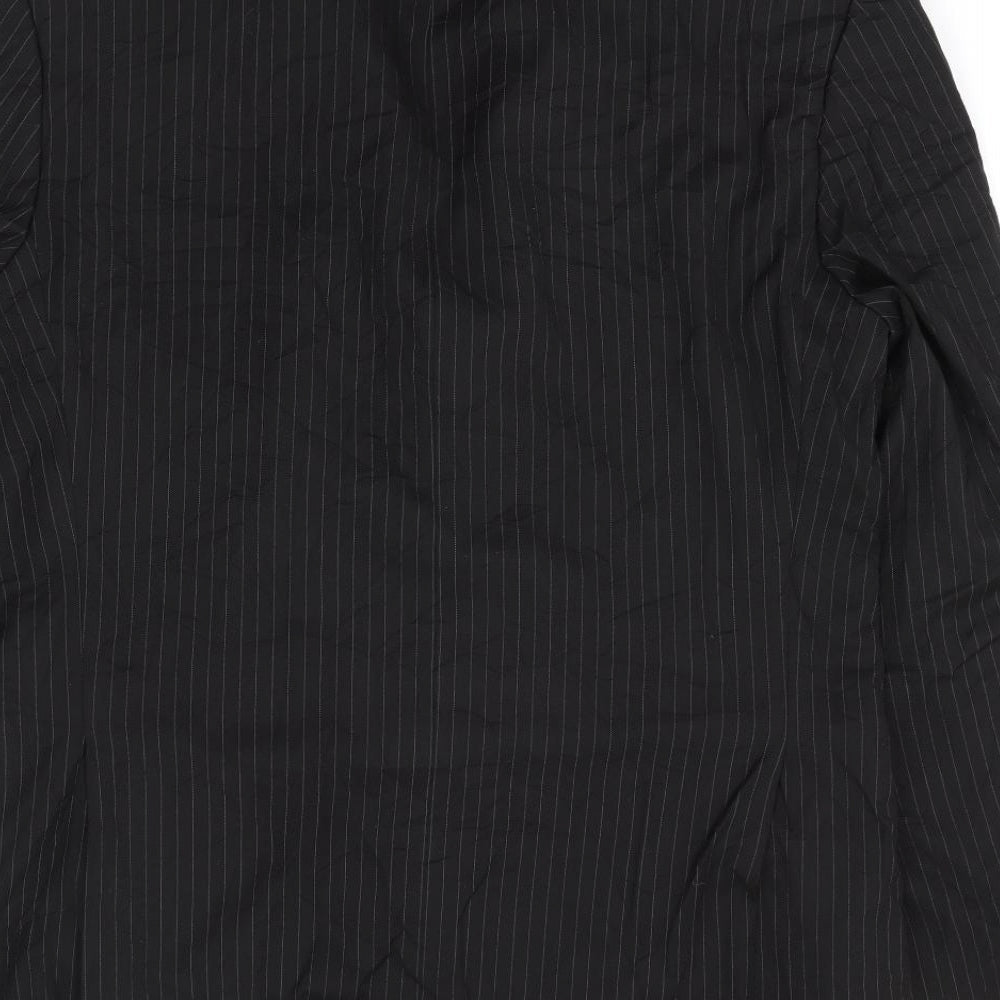 Tom English Mens Black Striped Polyester Jacket Suit Jacket Size 38