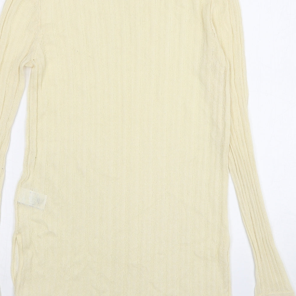 NEXT Womens Beige Round Neck Viscose Pullover Jumper Size 10