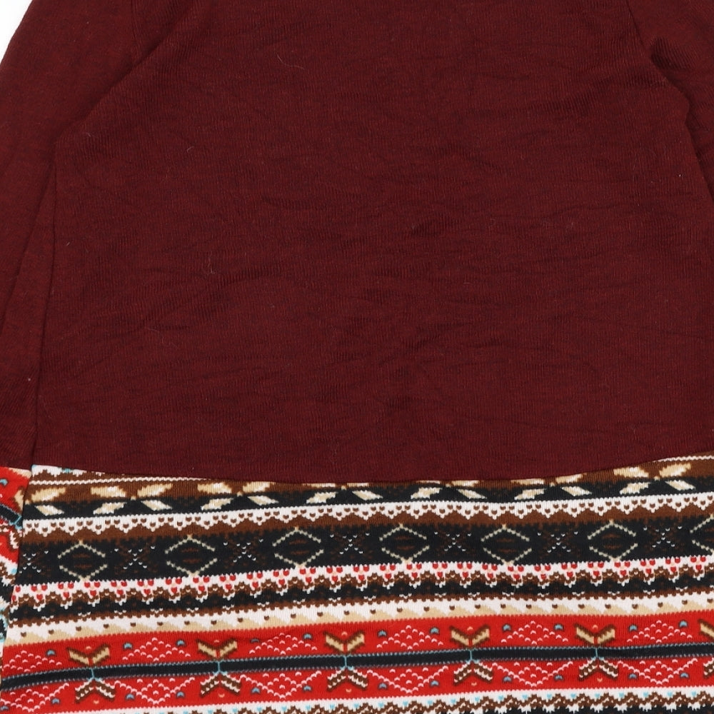 Preworn Womens Red Round Neck Polyester Pullover Jumper Size M