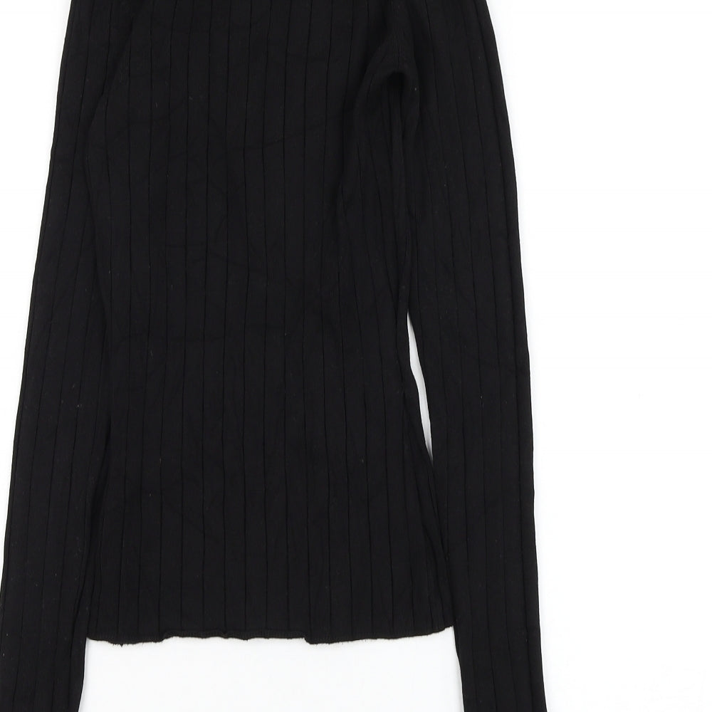 H&M Womens Black Mock Neck Viscose Pullover Jumper Size XS