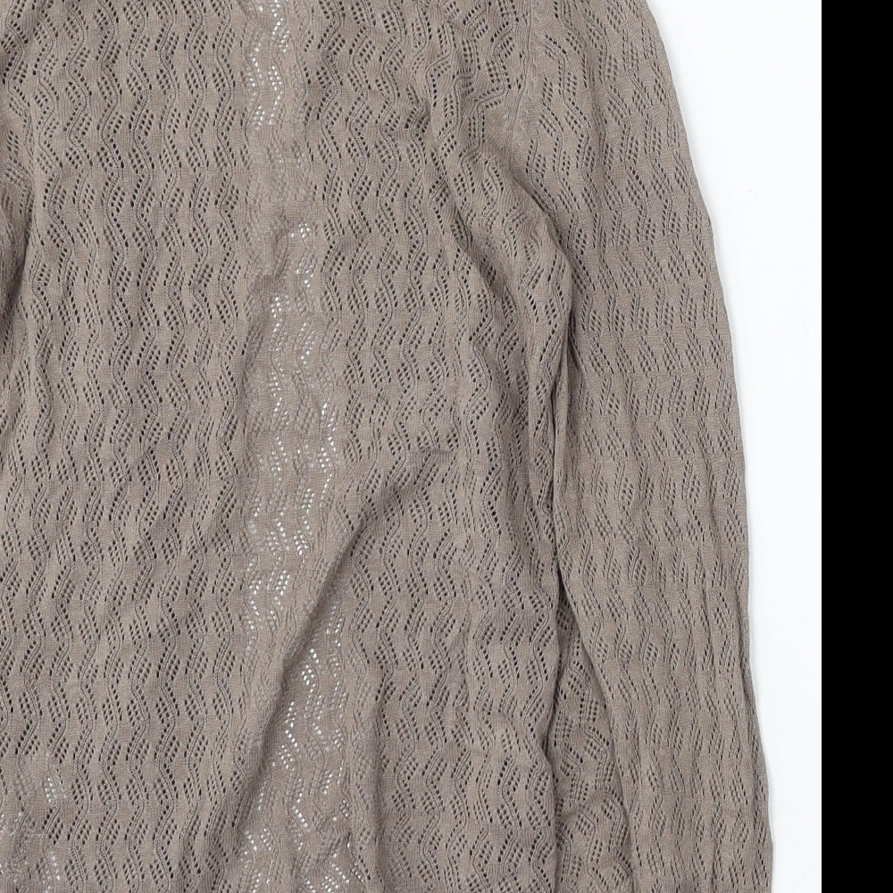 Marks & Spencer Womens Brown V-Neck Linen Cardigan Jumper Size 8