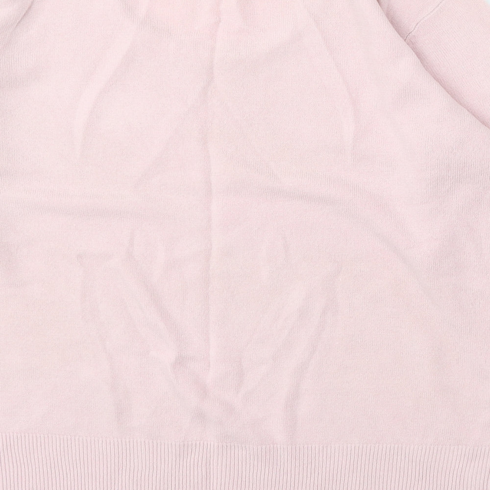 Bonmarché Womens Pink Round Neck Acrylic Pullover Jumper Size L