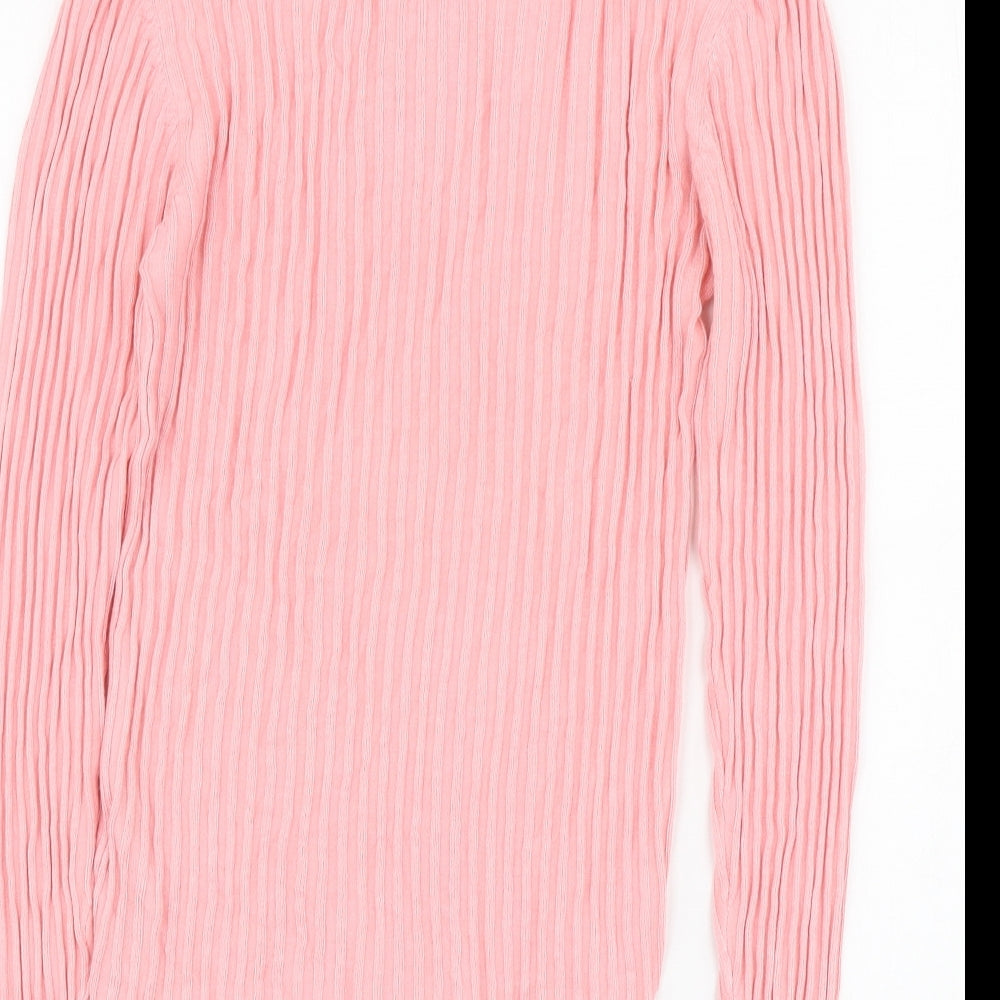 Boohoo Womens Pink V-Neck Viscose Pullover Jumper Size M