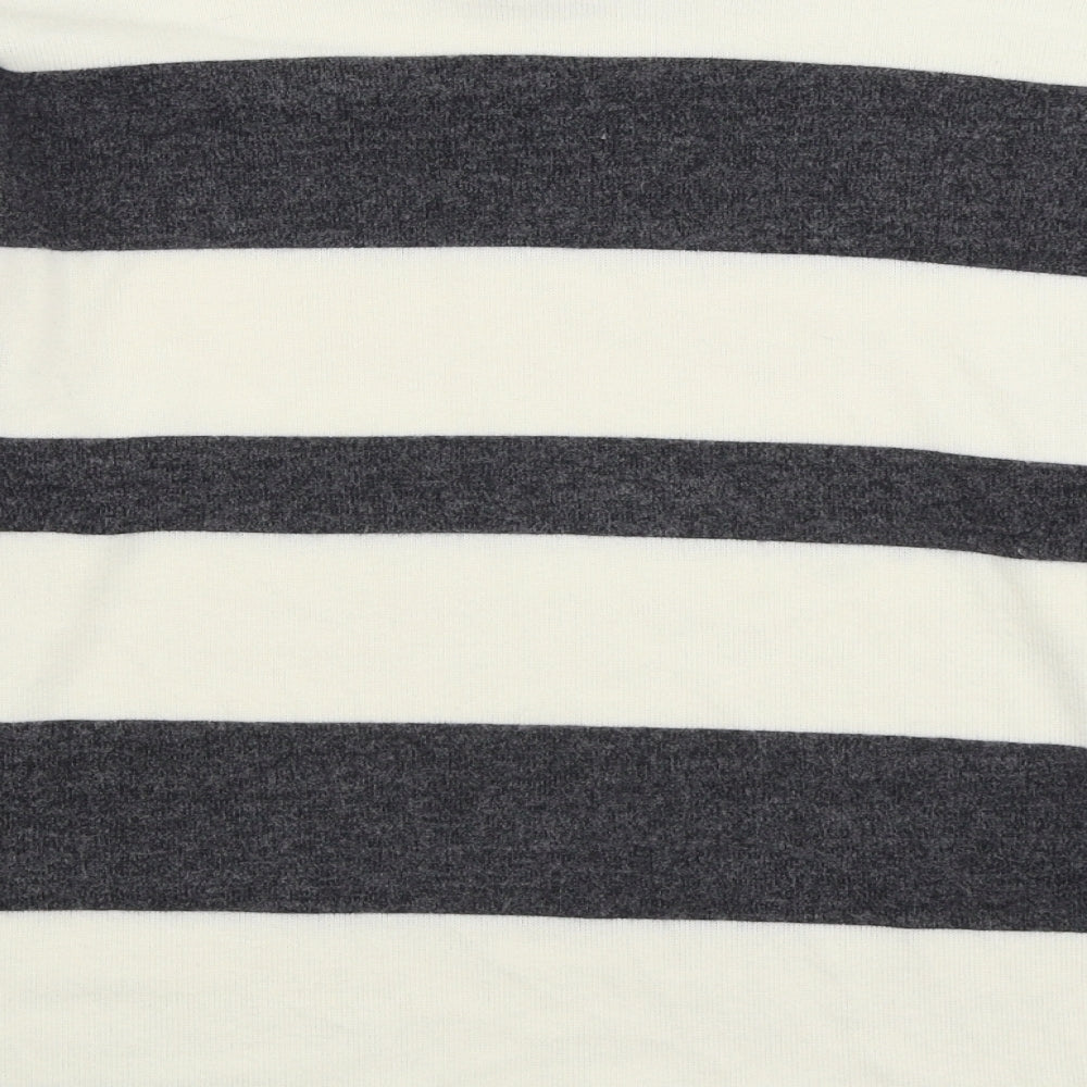 F&F Womens White Striped Polyester Pullover Sweatshirt Size XS Pullover