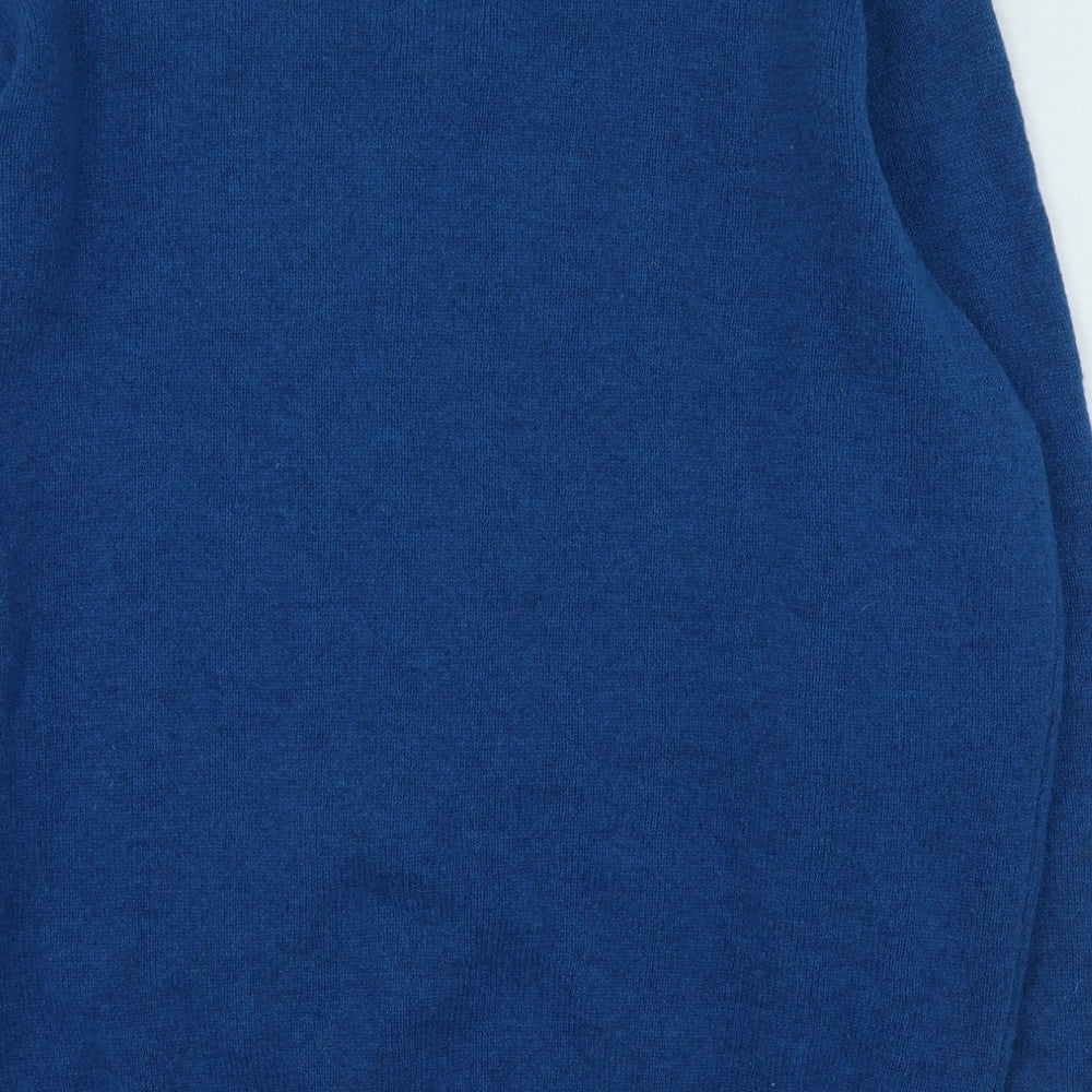 Easy Womens Blue V-Neck Acrylic Pullover Jumper Size L
