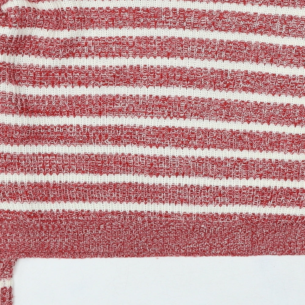 TALLY WEiJL Womens Red Round Neck Striped Acrylic Pullover Jumper Size M