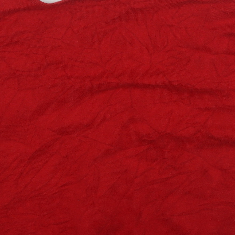 Linea Womens Red V-Neck Geometric Viscose Cardigan Jumper Size M
