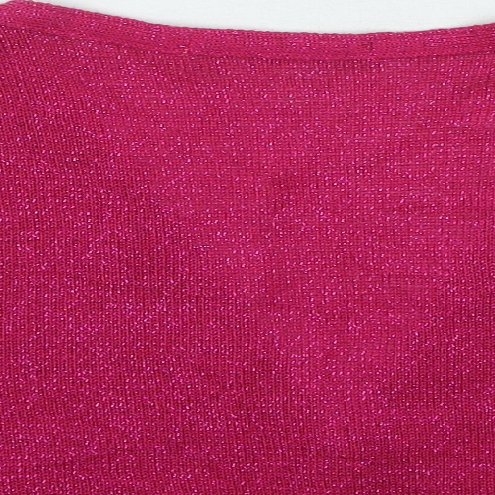 Select Womens Pink V-Neck Acrylic Cardigan Jumper Size 12