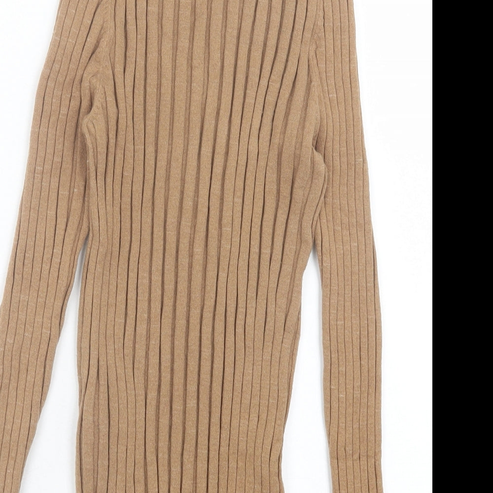 Topshop Womens Brown High Neck Polyester Pullover Jumper Size L