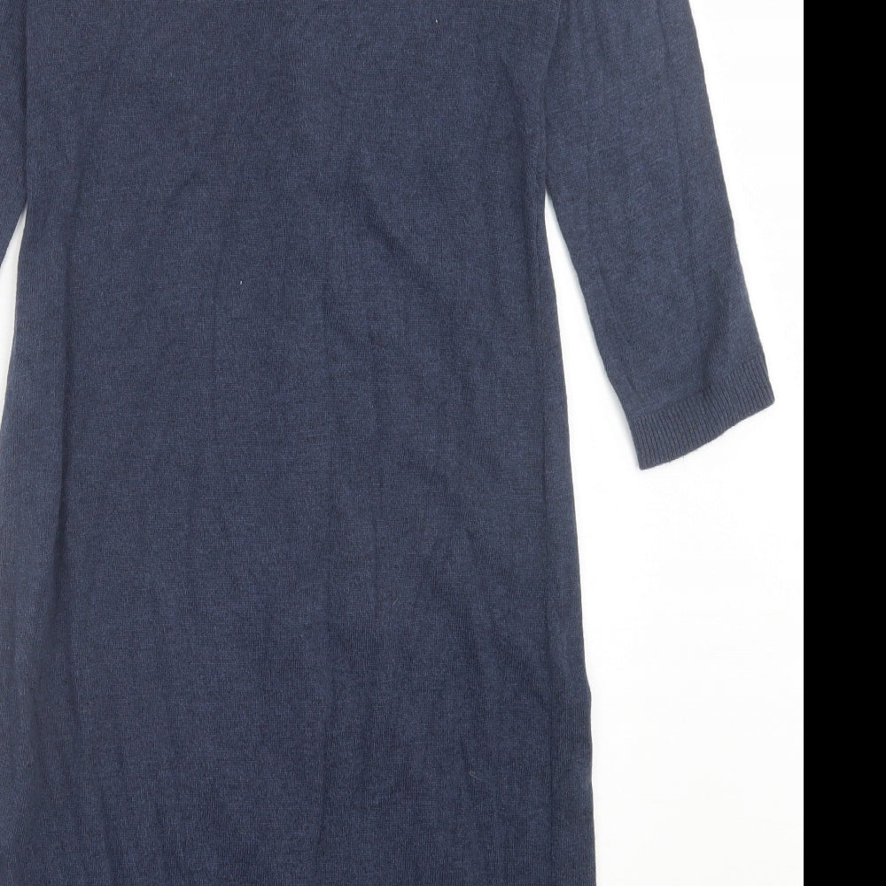 RJR.John Rocha Womens Blue Geometric Cotton A-Line Size 10 Scoop Neck Pullover
