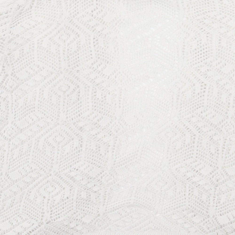 Pure & Natural Womens White V-Neck Cotton Cardigan Jumper Size S