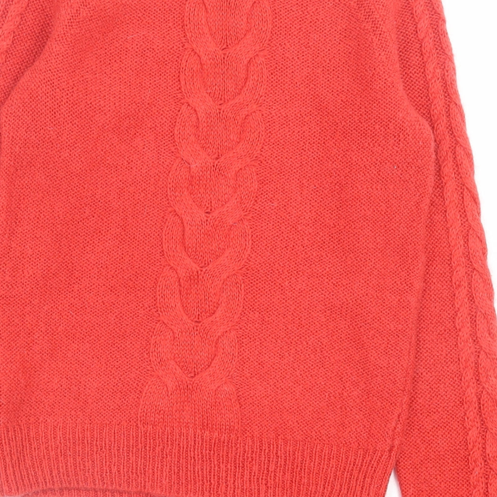 H&M Womens Red Crew Neck Acrylic Pullover Jumper Size XS
