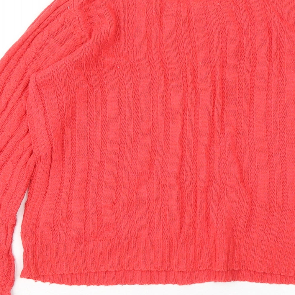 New Look Womens Red Round Neck Cotton Pullover Jumper Size 8