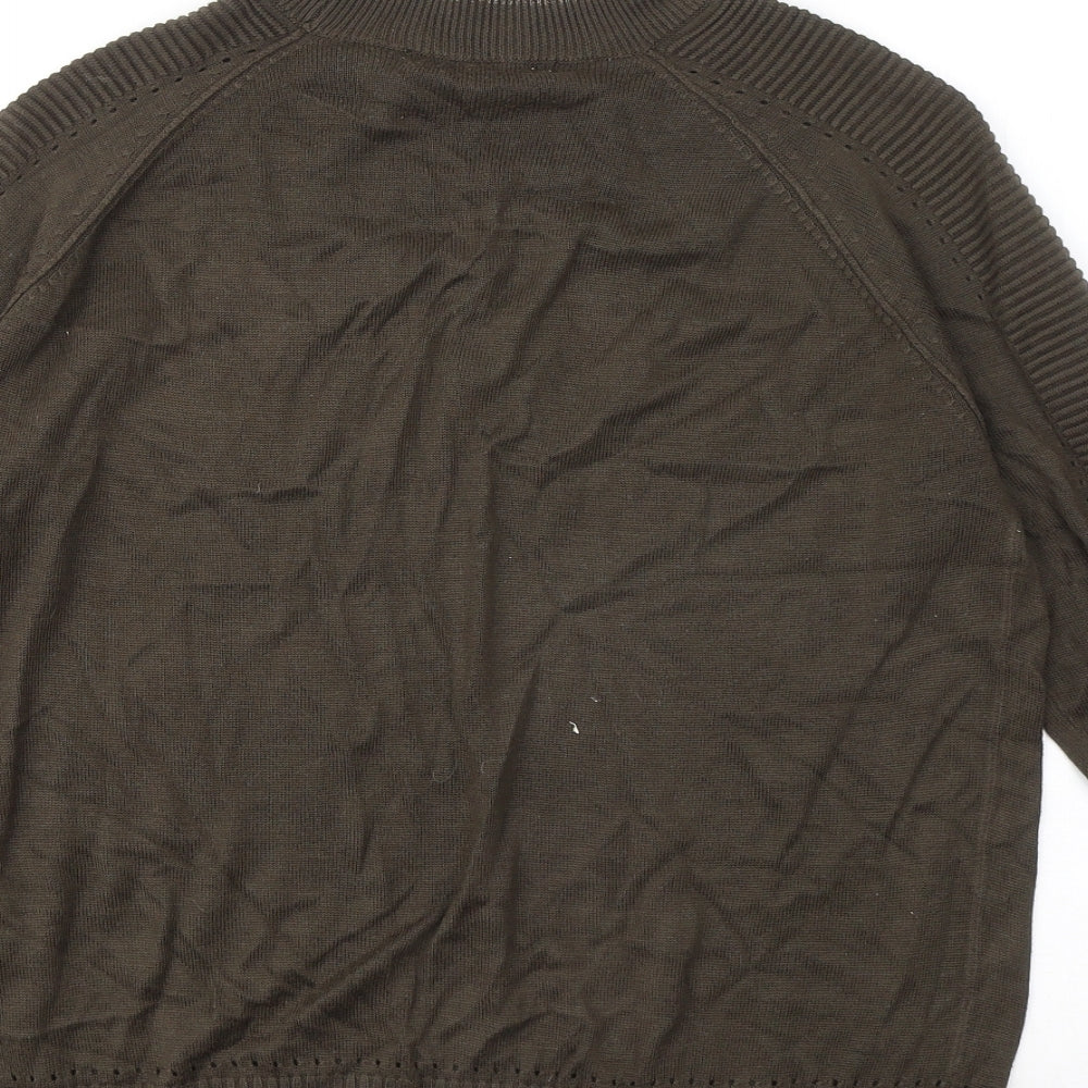 Marks and Spencer Womens Green Round Neck Viscose Pullover Jumper Size 14