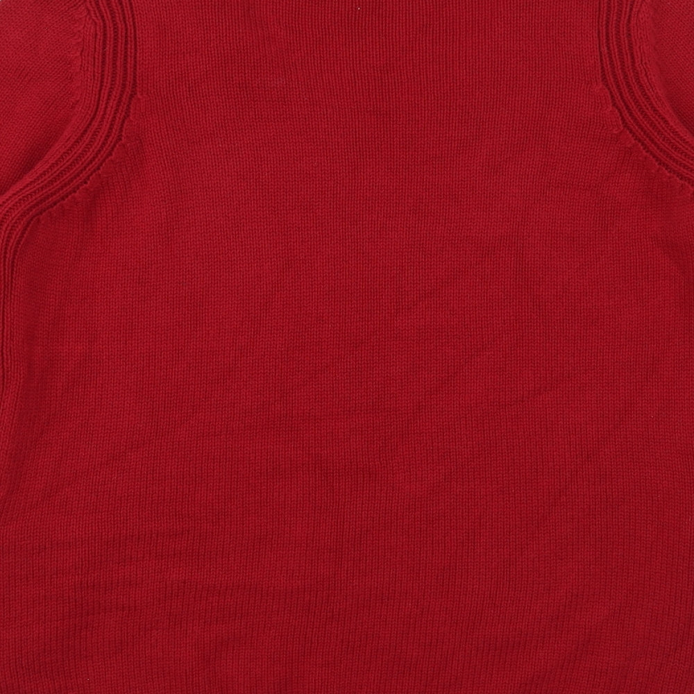 Marks and Spencer Womens Red V-Neck Cotton Pullover Jumper Size 10