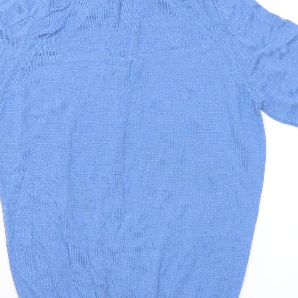 Preworn Womens Blue Collared Acrylic Pullover Jumper Size S - S/M