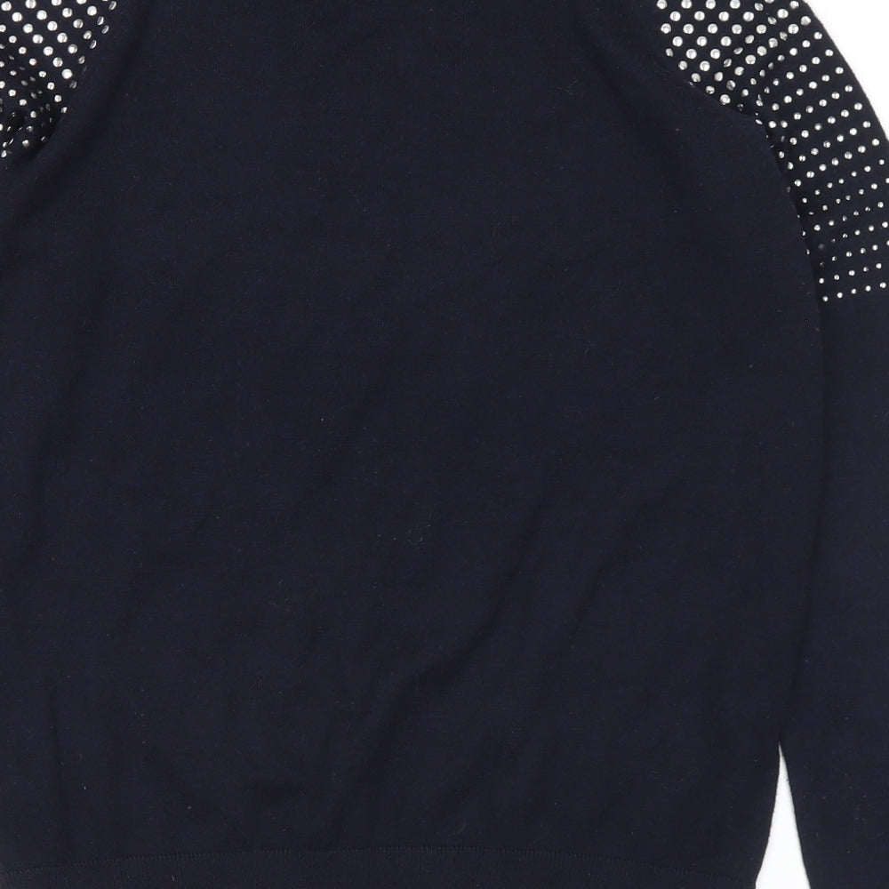 Wallis Womens Blue Round Neck Polyester Pullover Jumper Size S