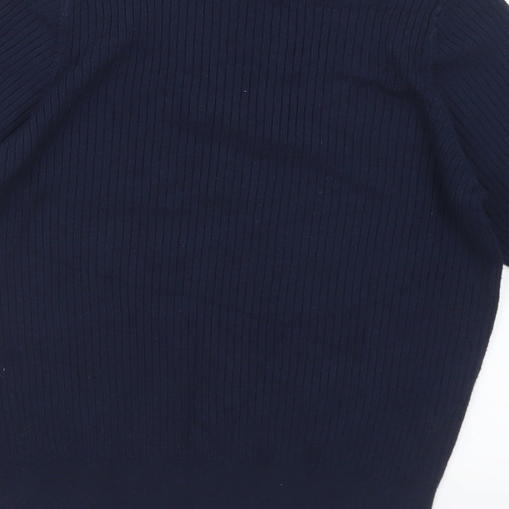 Marks & Spencer Womens Blue Mock Neck Viscose Pullover Jumper Size 12