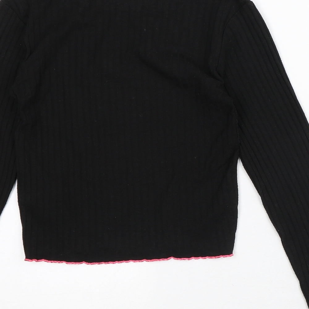 Primark Girls Black Striped Polyester Pullover Sweatshirt Size 10-11 Years